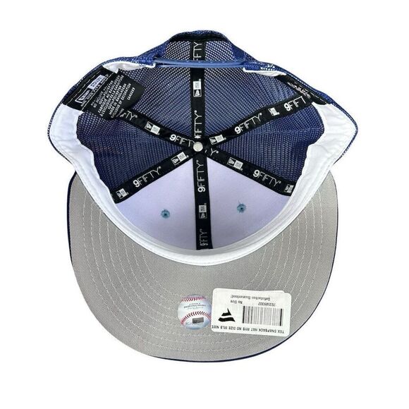 New Era Texas Rangers 9FIFTY Snapback Hat Blue Trucker Mesh Cap - Picture 3 of 5